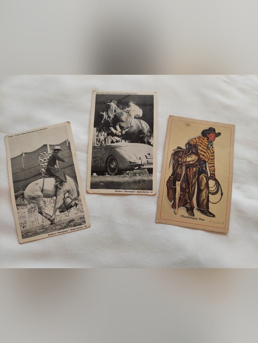 Vintage Postcard Lot (3) - Dude Colbert, Alice Sisty, (Rodeo Series)--Great West